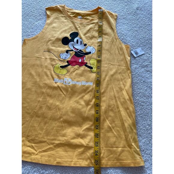 NEW Walt Disney World Parks Womens Tank Top Med Yellow Mickey Mouse Graphic Tee - Picture 4 of 5